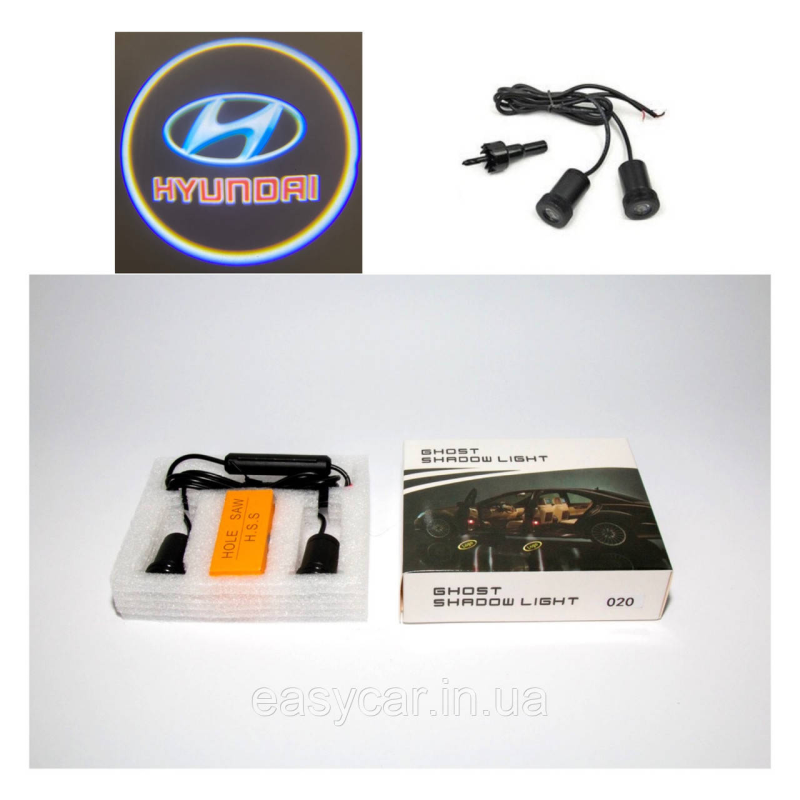 Логотип підсвічування дверей Хюндай door logo Hyundai RED Логотип підсвічування дверей Хюндай door logo Hyundai RED