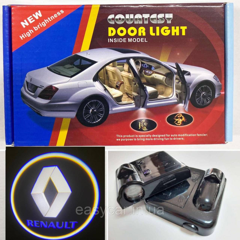 Логотип підсвічування двері Рено Lazer door logo light Renault BLUE