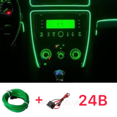 Підсвічування авто “Холодний неон“  ЗЕЛЕНИЙ 3 м + інвертор 24V
