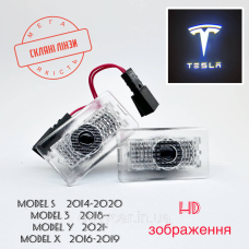 Логотип підсвітка дверей Тесла Lazer door logo light Tesla Лінза скло HD забраження, PREMIUM
