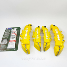 Декоративні накладки на гальмівні супорта “BREMBO“ Жовті + герметик R15-18