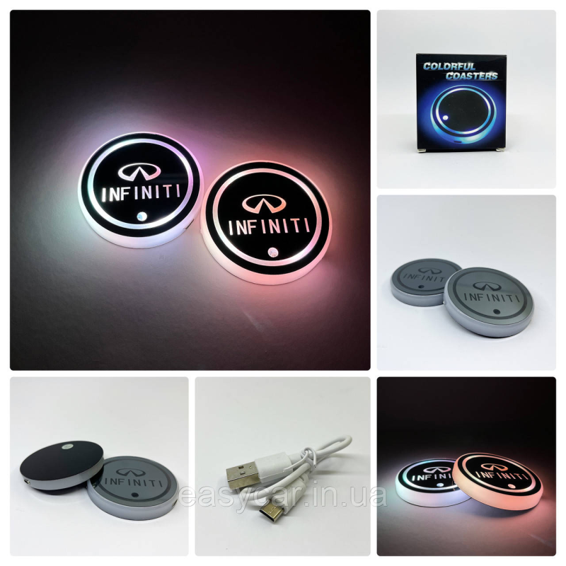 Підсвітка в підсклянник із логотипом INFINITY з датчиком світла на акумуляторі Підсвітка в підсклянник із логотипом INFINITY з датчиком світла на акумуляторі