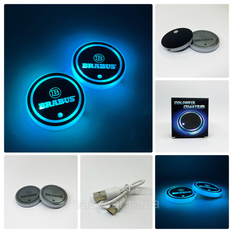 Підсвітка в підсклянник із логотипом BRABUS з датчиком світла на акумуляторі Підсвітка в підсклянник із логотипом BRABUS з датчиком світла на акумуляторі