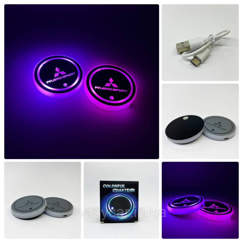 Підсвітка в підсклянник із логотипом MITSUBISHI PAJERO з датчиком світла на акумуляторі Підсвітка в підсклянник із логотипом MITSUBISHI PAJERO з датчиком світла на акумуляторі