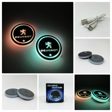 Підсвітка в підсклянник із логотипом PEUGEOT з датчиком світла на акумуляторі