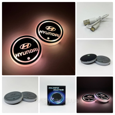 Підсвітка в підсклянник із логотипом HYUNDAI з датчиком світла на акумуляторі