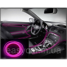 Підсвітка панелі приладів “Холодний неон“ з кантом рожевий 1 м + інвертор