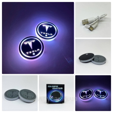 Підсвітка в підсклянник із логотипом TESLA з датчиком світла на акумуляторі