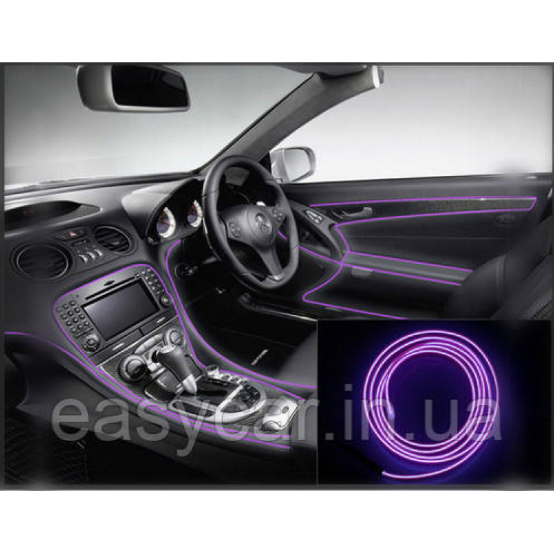 Підсвітка панелі приладів “Холодний неон“ з КАНТОМ ФІОЛЕТОВИЙ 1м + інвертор