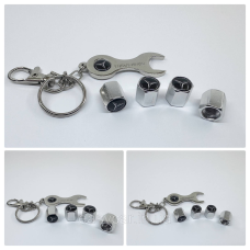 Захисні ковпачки на ніпеля Mercedes + ключик-брелок у подарунок! Колір хром