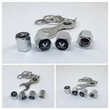 Захисні ковпачки на ніпеля Renault + ключик-брелок у подарунок! Колір хром