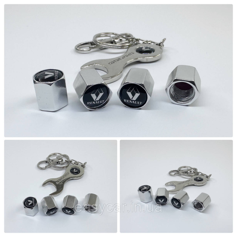 Захисні ковпачки на ніпеля Renault + ключик-брелок у подарунок! Колір хром Захисні ковпачки на ніпеля Renault + ключик-брелок у подарунок! Колір хром