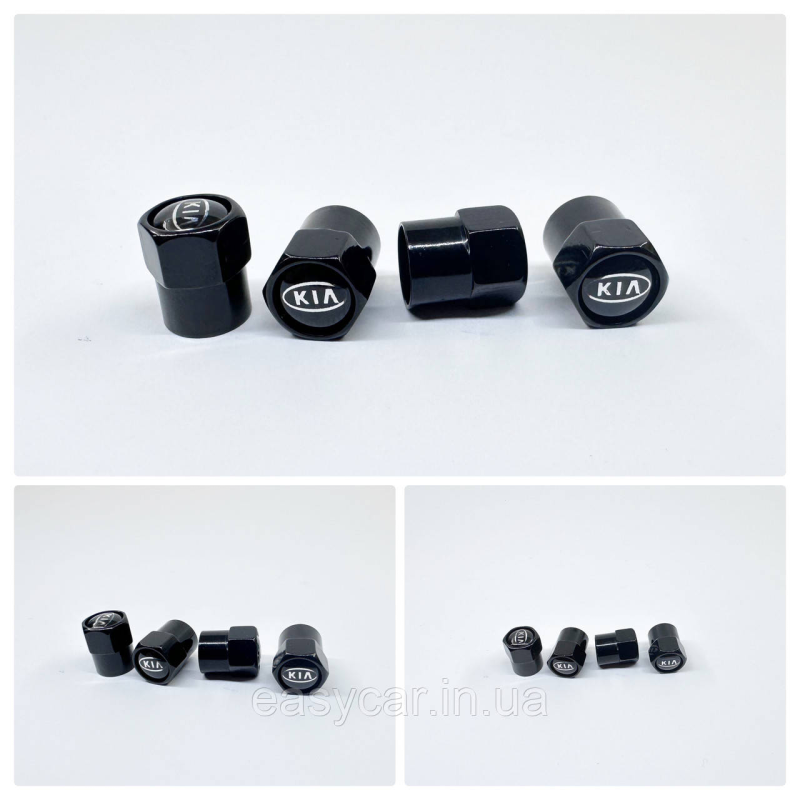 Захисні ковпачки на ніпеля KIA 4 шт. Чорні Захисні ковпачки на ніпеля KIA 4 шт. Чорні