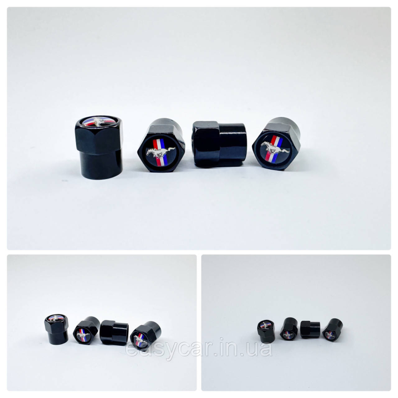 Захисні ковпачки на ніпеля Ford Mustang 4 шт. Чорні Захисні ковпачки на ніпеля Ford Mustang 4 шт. Чорні