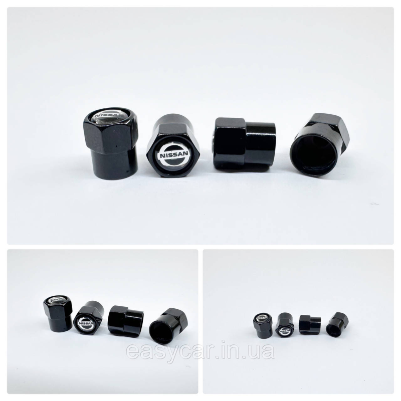 Захисні ковпачки на ніпеля Nissan 4 шт. Чорні Захисні ковпачки на ніпеля Nissan 4 шт. Чорні