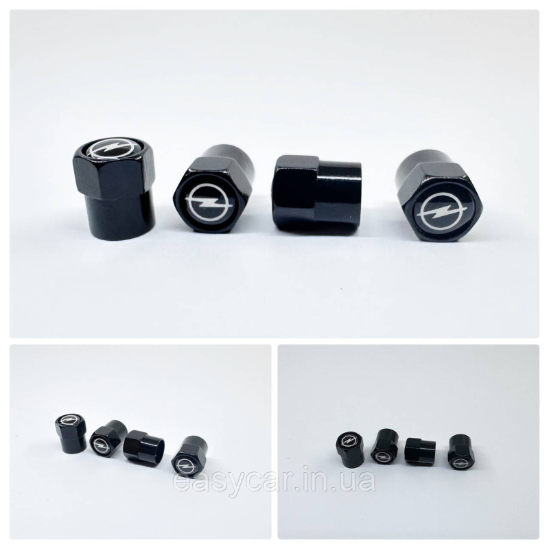 Захисні ковпачки на ніпеля Opel 4 шт. Чорні Захисні ковпачки на ніпеля Opel 4 шт. Чорні
