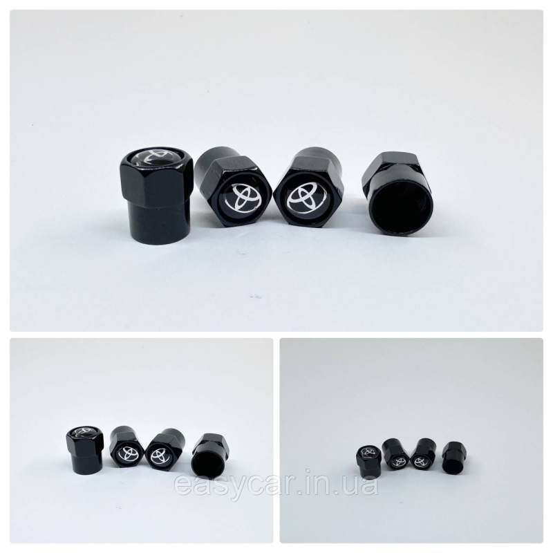 Захисні ковпачки на ніпеля Toyota 4 шт. Чорні Захисні ковпачки на ніпеля Toyota 4 шт. Чорні