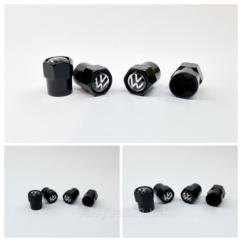 Захисні ковпачки на ніпеля Volkswagen 4 шт. Чорні Захисні ковпачки на ніпеля Volkswagen 4 шт. Чорні