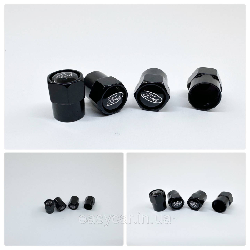 Захисні ковпачки на ніпеля Ford 4 шт. Чорні