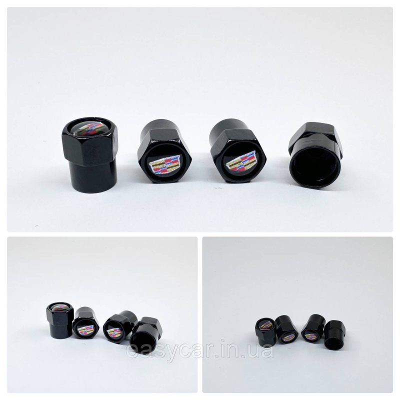 Захисні ковпачки на ніпеля  Cadillac 4 шт. Чорні