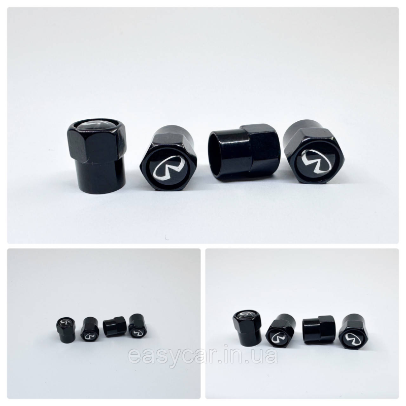 Захисні ковпачки на ніпеля Infiniti 4 шт. Чорні Захисні ковпачки на ніпеля Infiniti 4 шт. Чорні