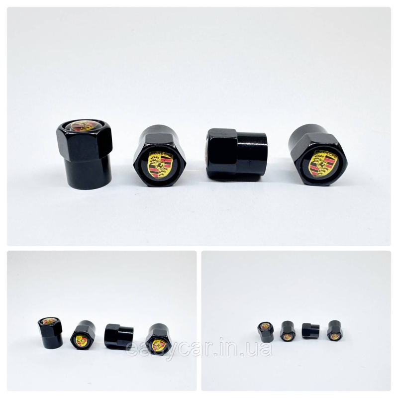 Захисні ковпачки на ніпеля Porsche 4 шт. Чорні Захисні ковпачки на ніпеля Porsche 4 шт. Чорні