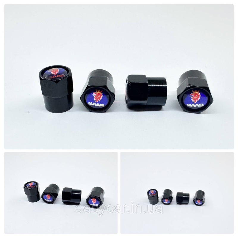 Захисні ковпачки на ніпеля Saab 4 шт. Чорні Захисні ковпачки на ніпеля Saab 4 шт. Чорні