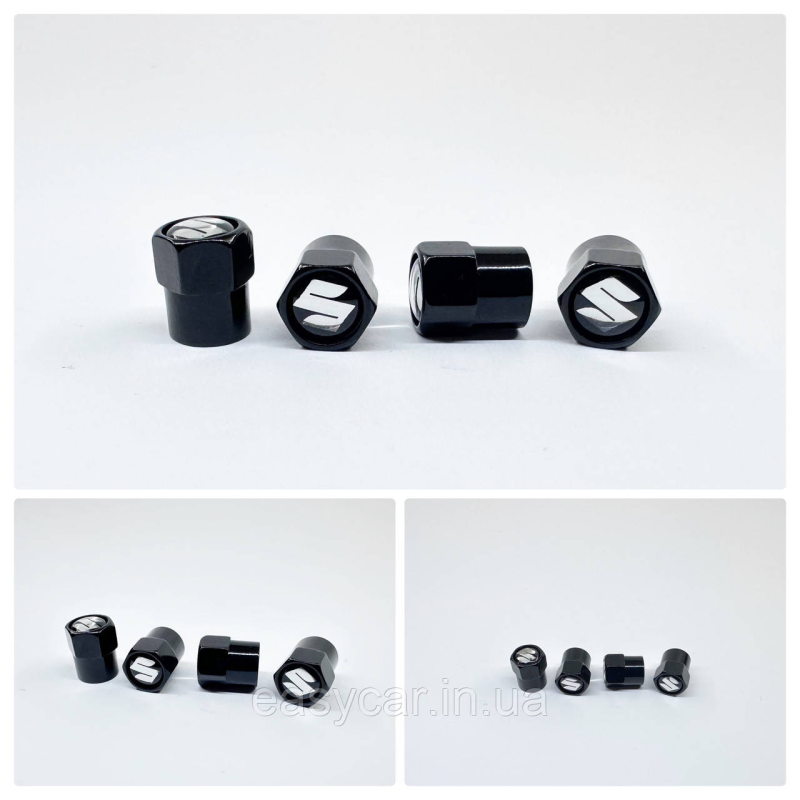 Захисні ковпачки на ніпеля Suzuki 4 шт. Чорні Захисні ковпачки на ніпеля Suzuki 4 шт. Чорні