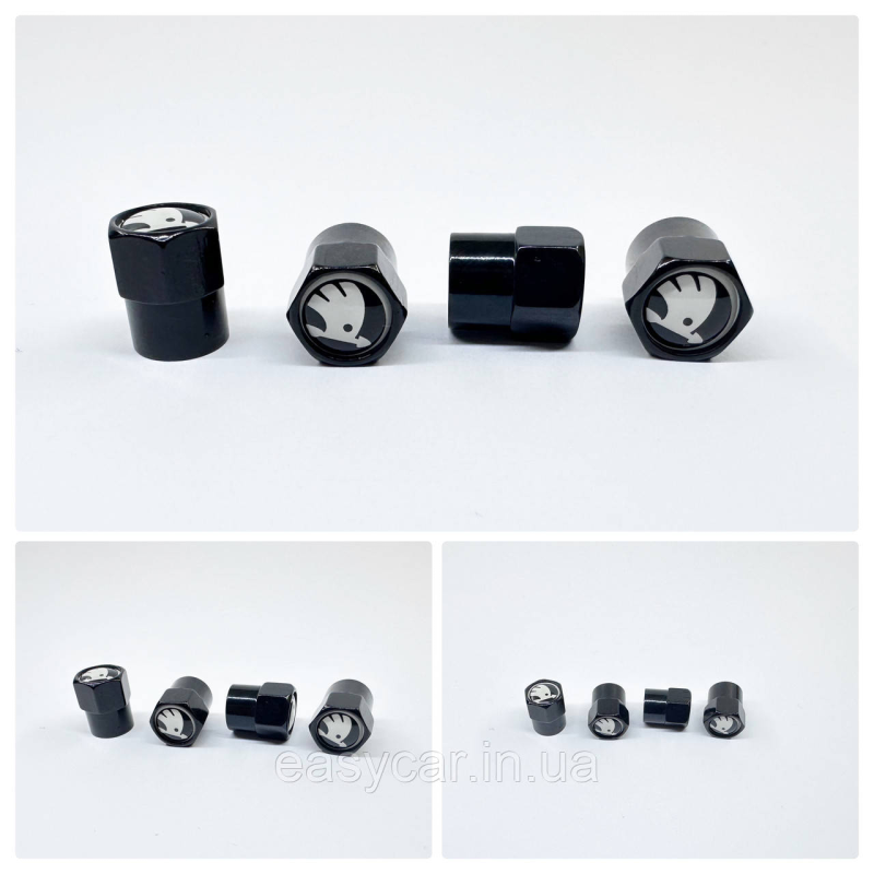 Захисні ковпачки на ніпеля  Skoda 4 шт. Чорні