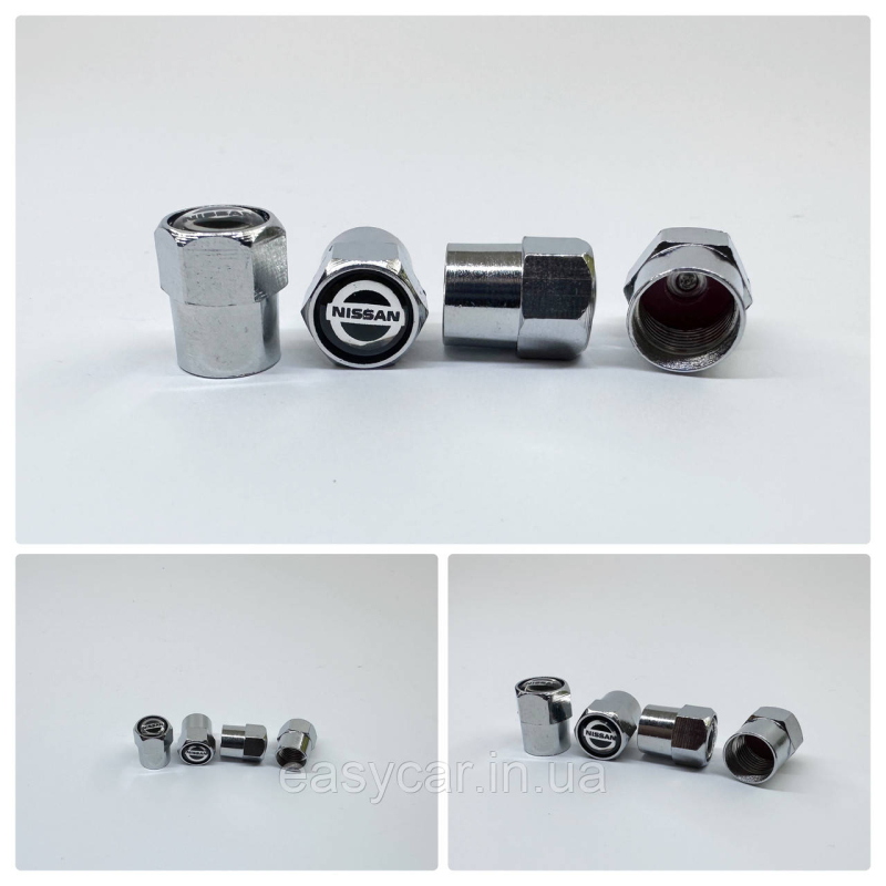 Захисні ковпачки на ніпелях NISSAN 4 шт Хром Захисні ковпачки на ніпелях NISSAN 4 шт Хром
