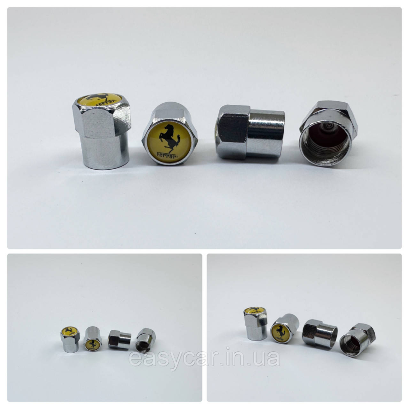 Захисні ковпачки на ніпеля Ferrari 4 шт. Хром Захисні ковпачки на ніпеля Ferrari 4 шт. Хром