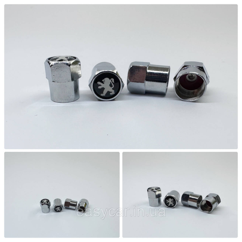 Захисні ковпачки на ніпеля Peugeot 4 шт. Хром Захисні ковпачки на ніпеля Peugeot 4 шт. Хром