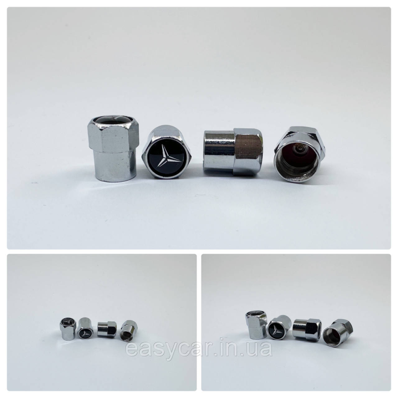 Захисні ковпачки на ніпелях MERCEDES-BENZ 4 шт Хром Захисні ковпачки на ніпелях MERCEDES-BENZ 4 шт Хром