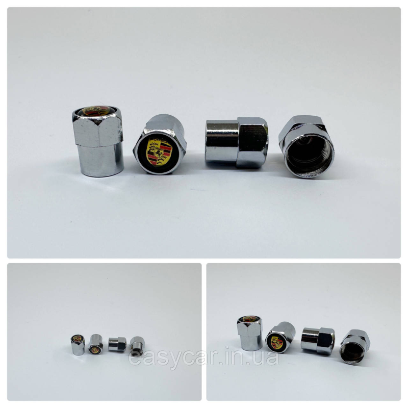 Захисні ковпачки на ніпеля Porsche 4 шт. Хром Захисні ковпачки на ніпеля Porsche 4 шт. Хром