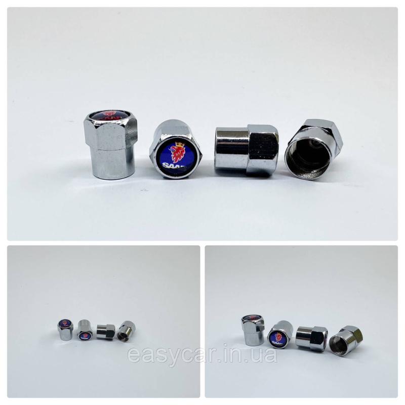 Захисні ковпачки на ніпеля  Saab 4 шт. Хром