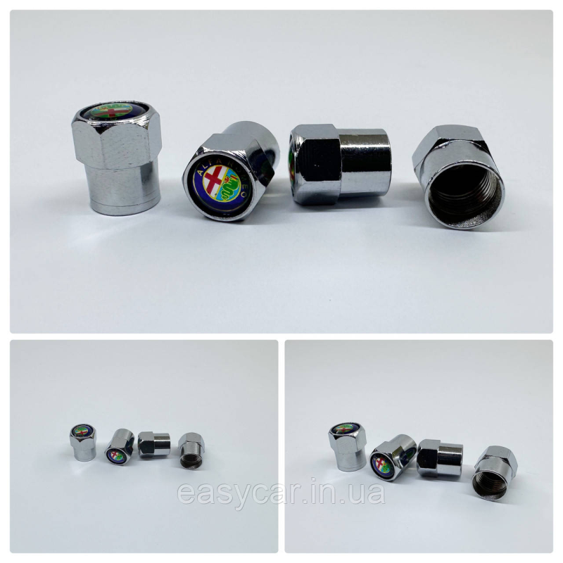 Захисні ковпачки на ніпеля  Alfa Romeo 4 шт. Хром