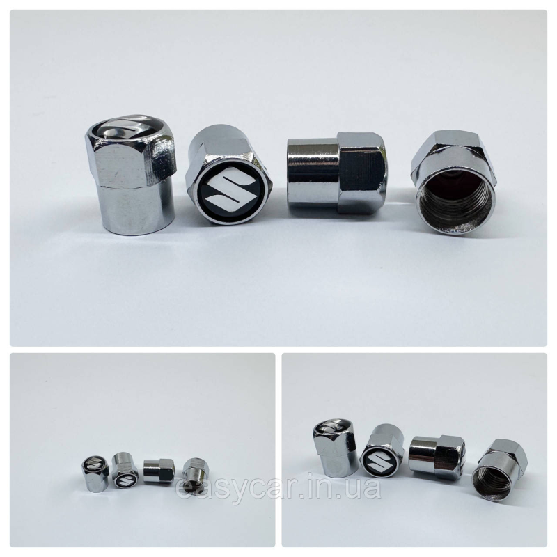 Захисні ковпачки на ніпеля Suzuki 4 шт. Хром Захисні ковпачки на ніпеля Suzuki 4 шт. Хром