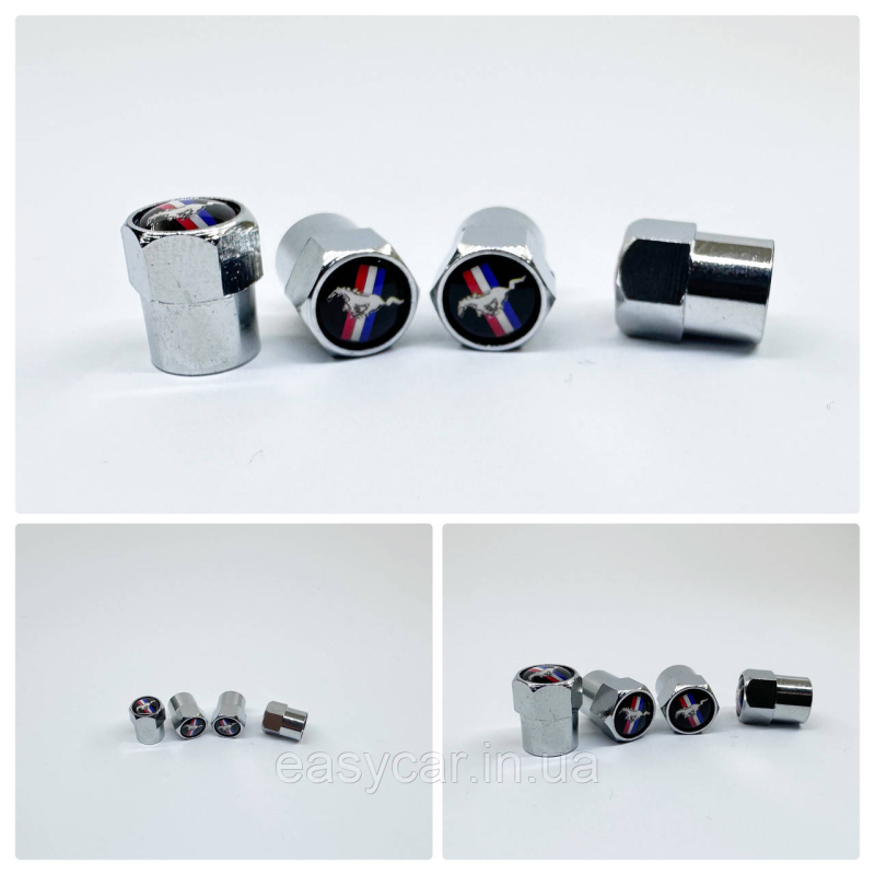 Захисні ковпачки на ніпеля Ford Mustang 4 шт. Хром Захисні ковпачки на ніпеля Ford Mustang 4 шт. Хром