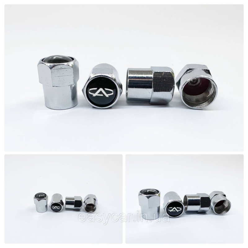 Захисні ковпачки на ніпеля Chery 4 шт. Хром Захисні ковпачки на ніпеля Chery 4 шт. Хром