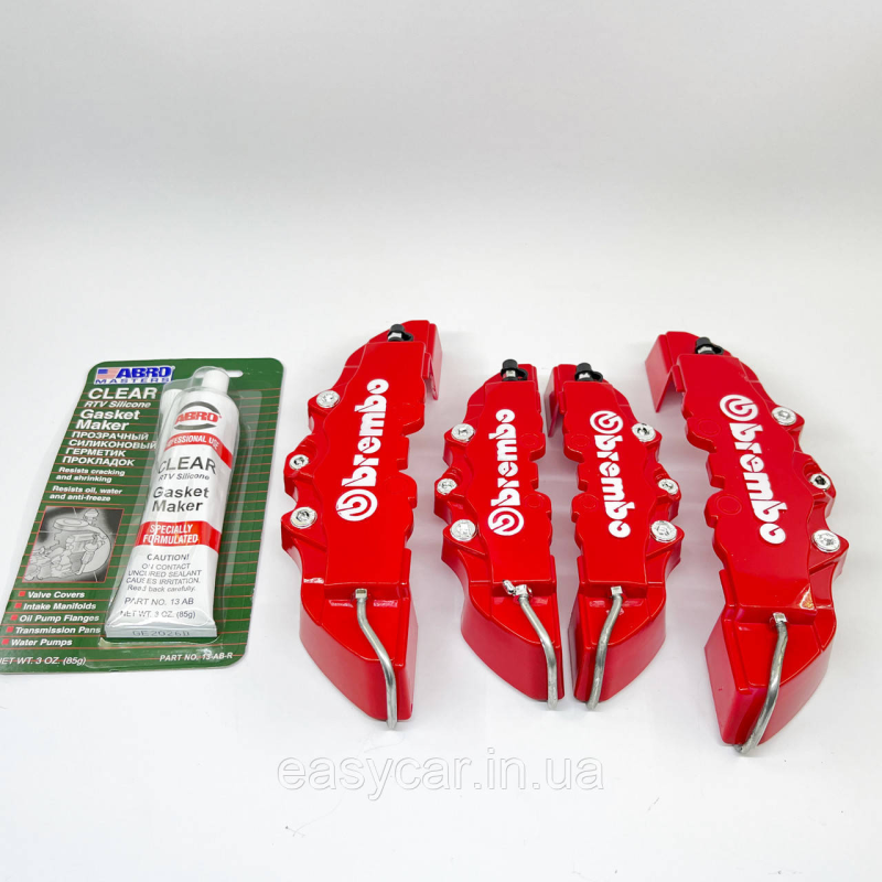 Декоративні накладки на гальмівні супорта “BREMBO“ Червоні + герметик R15-18