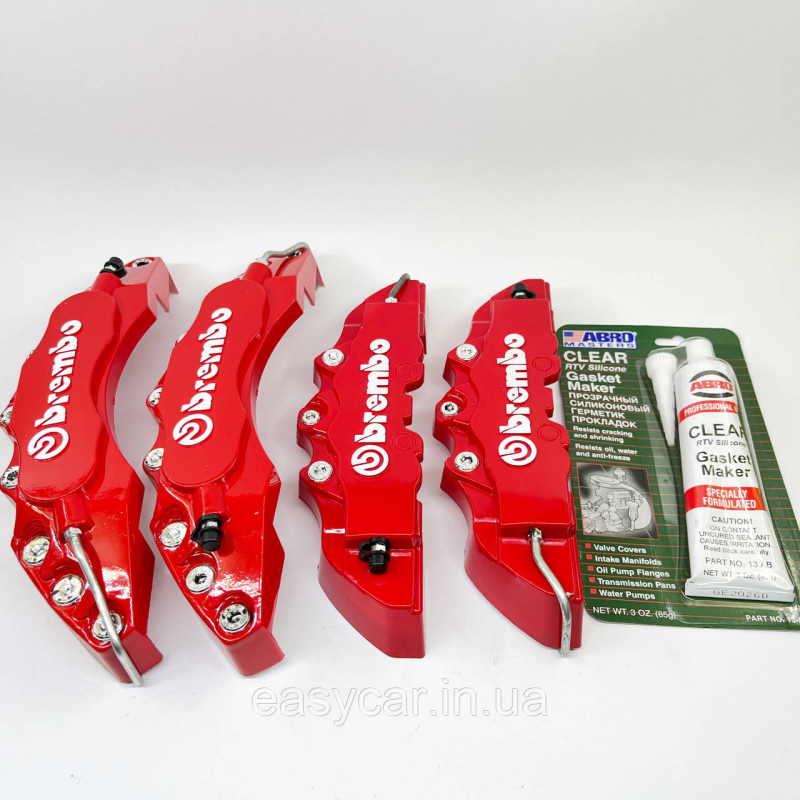 Декоративні накладки на гальмівні супорта “BREMBO“ ЧЕРВОНІ R19-21 + герметик