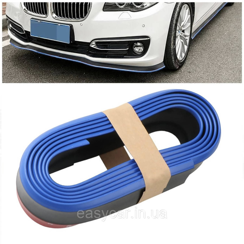 Універсальна губа бампера 2,5 м Чорна з СИНІМ кантом Універсальна губа бампера 2,5 м Чорна з СИНІМ кантом