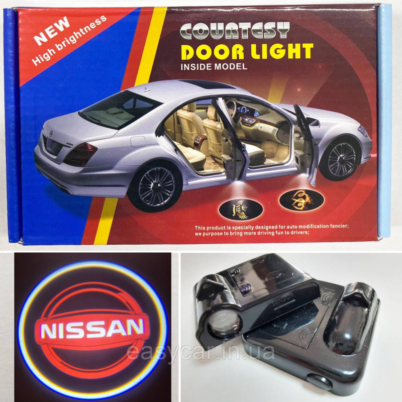 Логотип підсвічування двері Нісан Lazer door logo light NISSAN RED Логотип підсвічування двері Нісан Lazer door logo light NISSAN RED