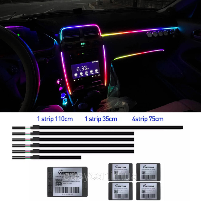 Підсвітка панелі амбієнт Ambient light RGB 6 в 1 Підсвітка панелі амбієнт Ambient light RGB 6 в 1